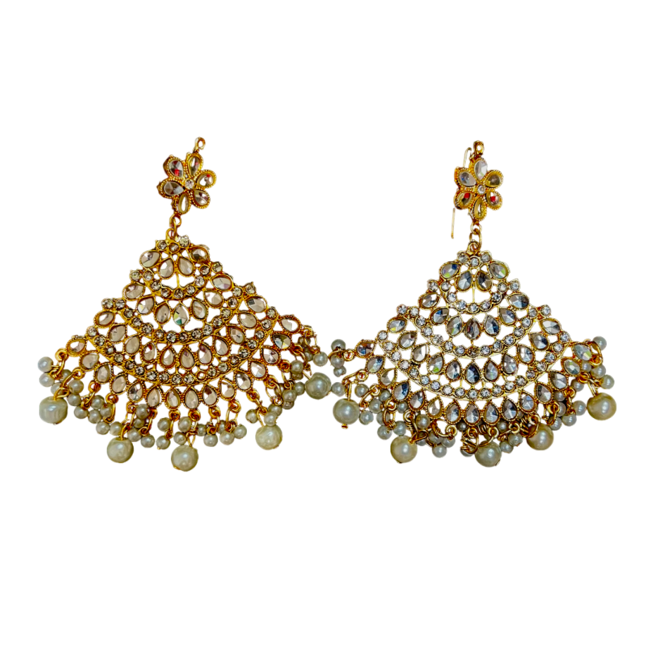 Pearl Elegance : Earrings + Bindi Set - Mojood
