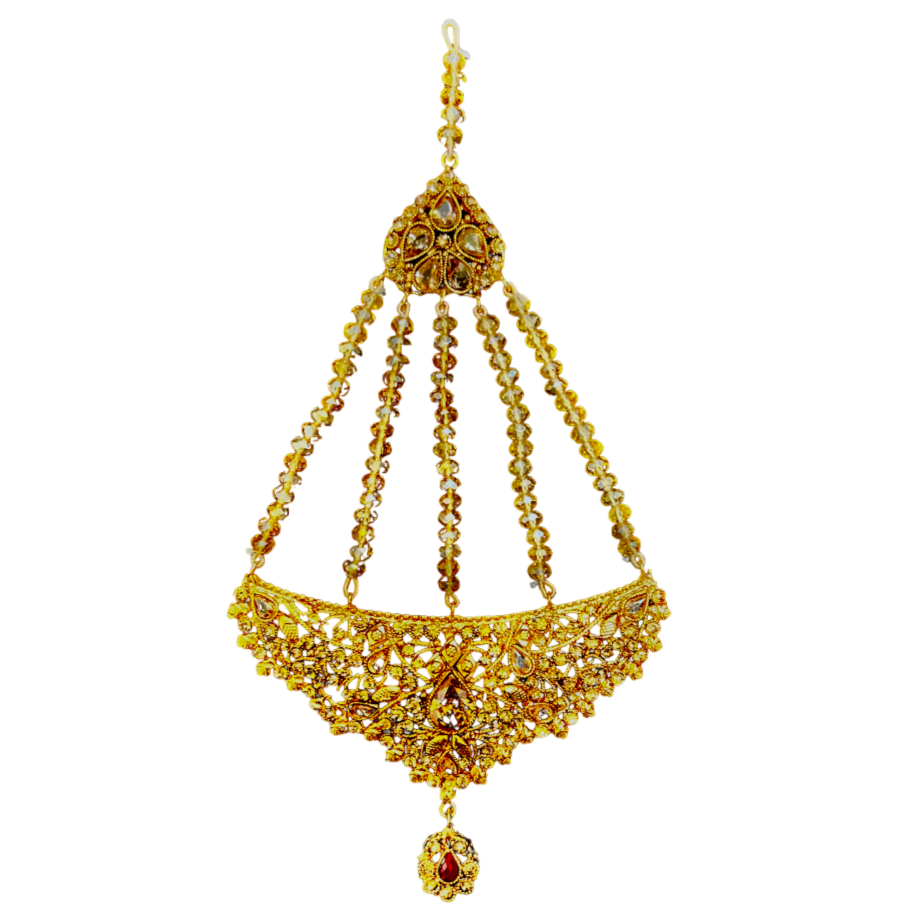 Ruby Radiance : Bridal Ornament with Red Bead - Mojood