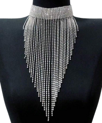Rhinestone Long Necklace - Mojood