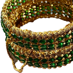 Enchanting Green Gemstone Bangle - Mojood