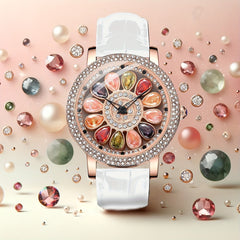 Women's Rhinestone Quartz Watch Rotating Flower Dial - Mojood