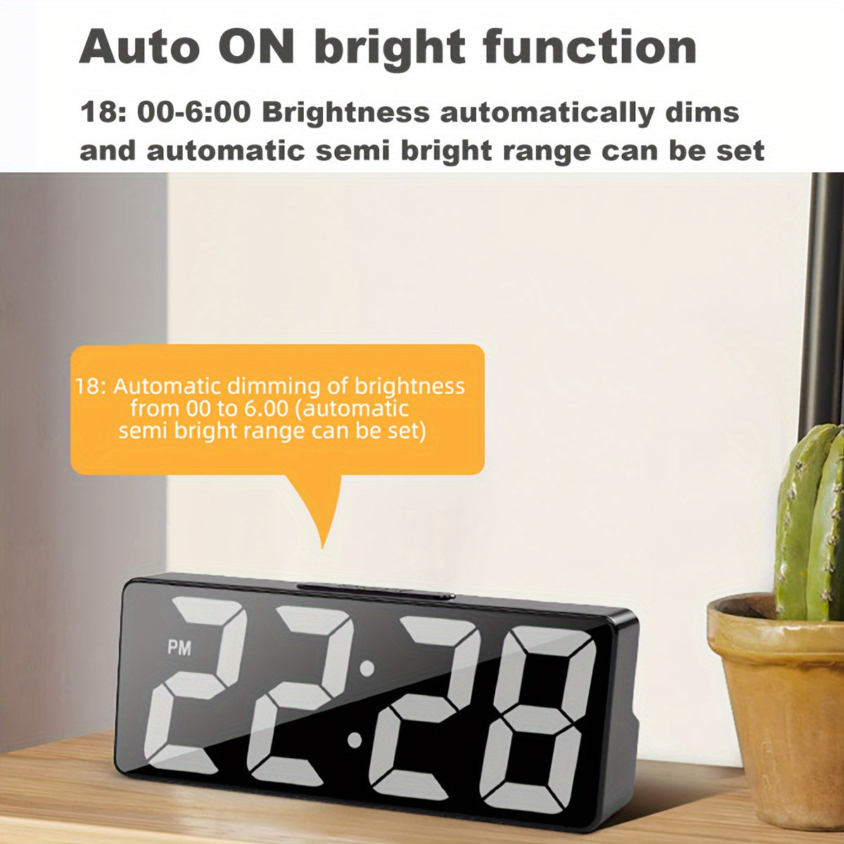 Led Digital Alarm Clock With Mirror - Mojood