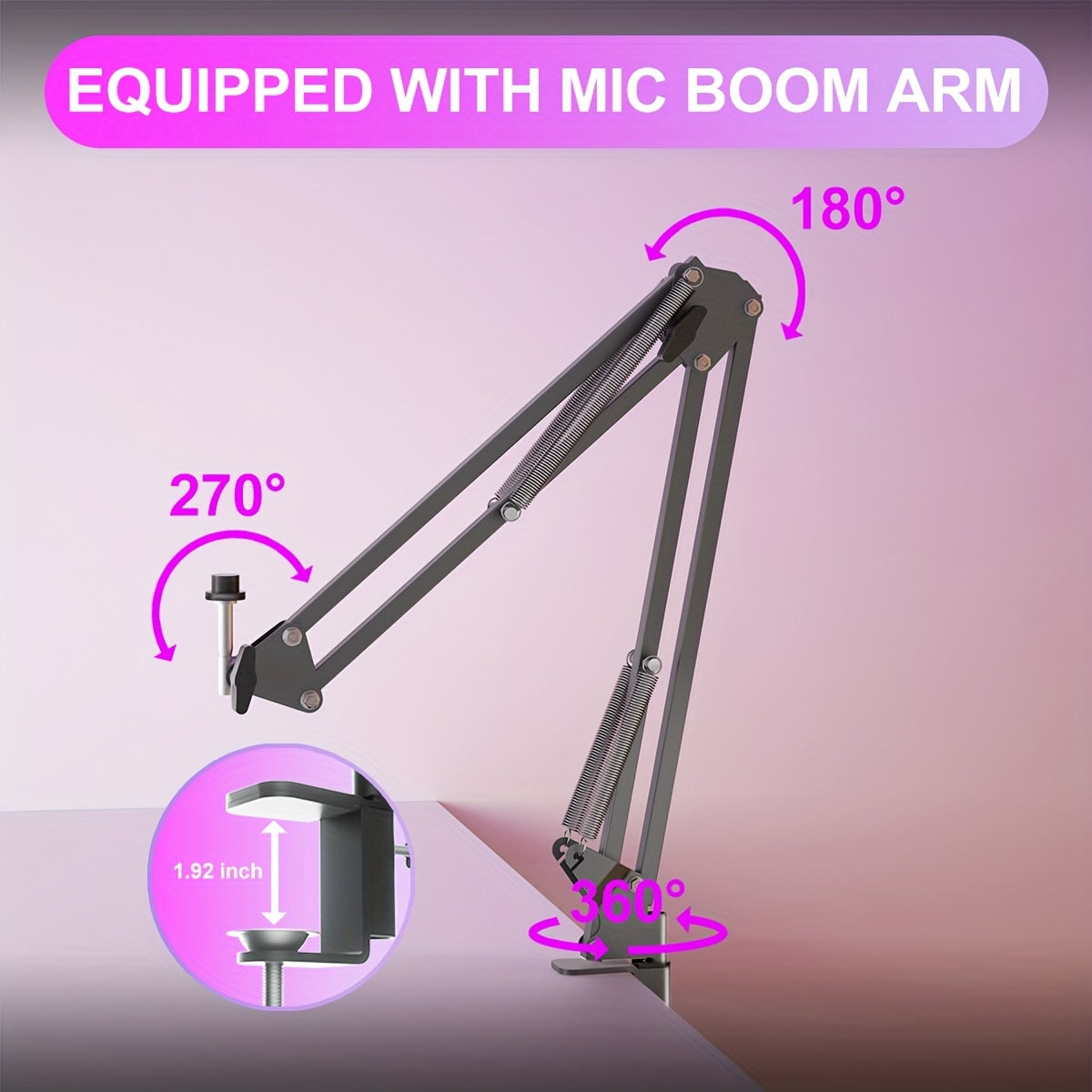ZealSound RGB Gaming Microphone with Boom Arm, Plug & Play