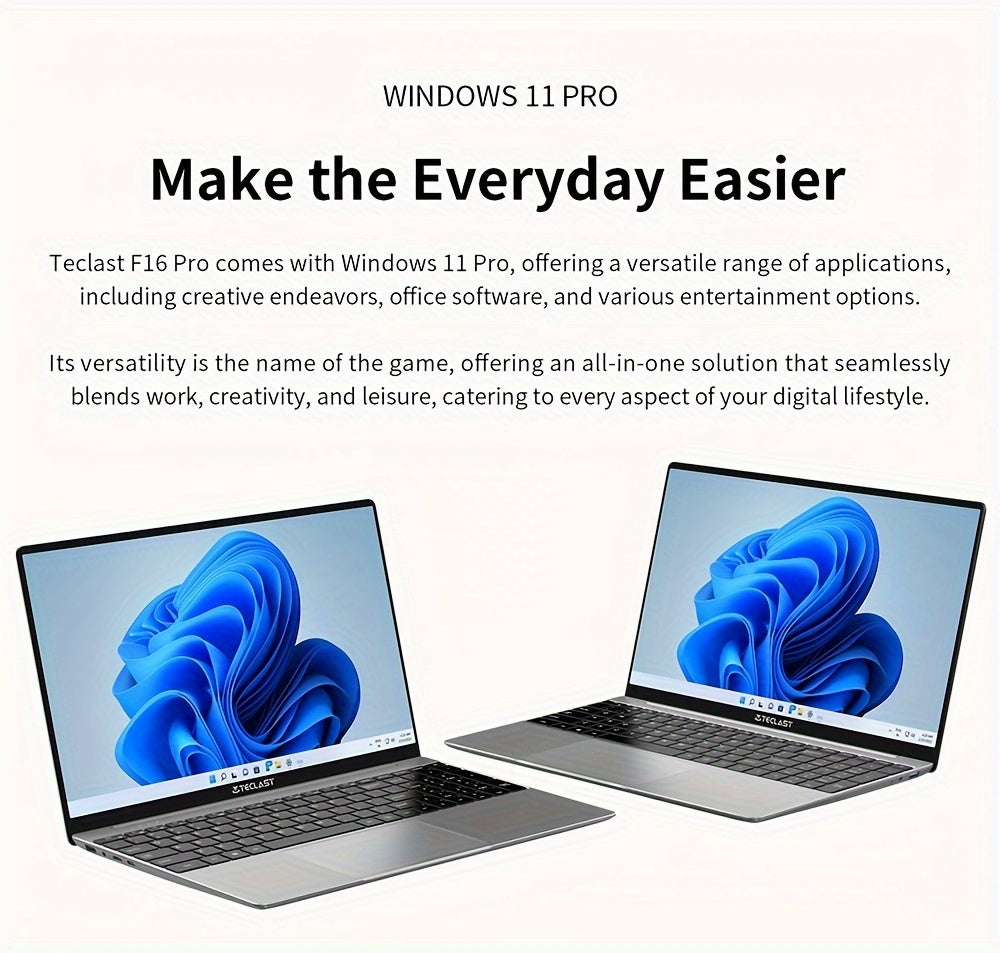 Teclast F16 Pro Laptop 15.6-inch Vast Display, Intel Gen 12th CPU, 12GB LPDDR4 256GB SSD - Mojood