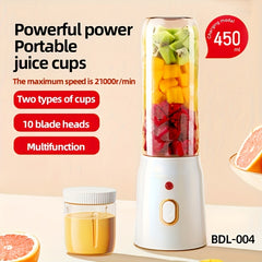 Portable Multifunctional Citrus JuicerDual Bottles, USB Rechargeable