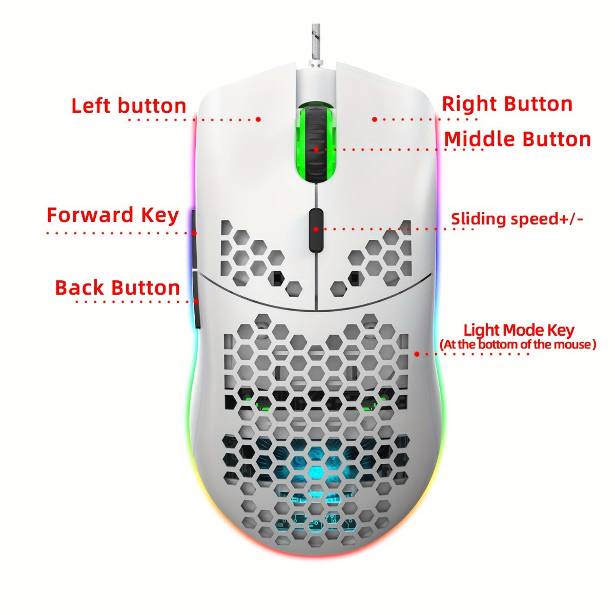 HXSJ-RGB Keyboard & Gaming Mouse, Compact 68-key Mini Wired Keyboard RGB - Mojood