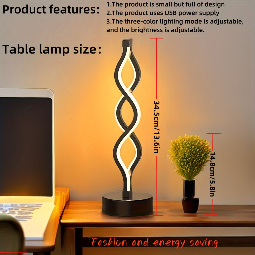 LED Spiral Table Lamp, Charging Capability - Mojood