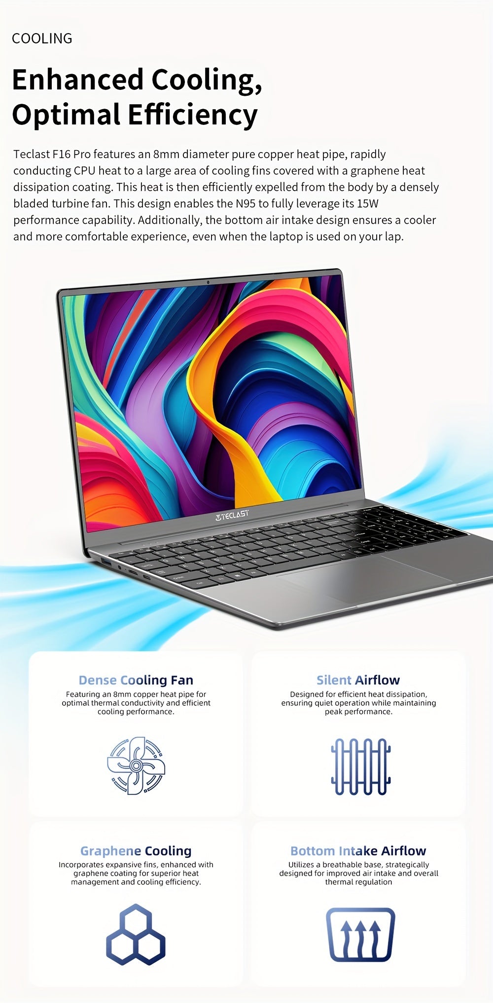 Teclast F16 Pro Laptop 15.6-inch Vast Display, Intel Gen 12th CPU, 12GB LPDDR4 256GB SSD - Mojood