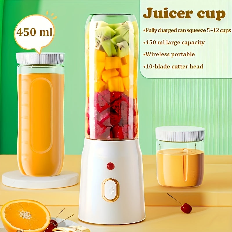 Portable Multifunctional Citrus JuicerDual Bottles, USB Rechargeable