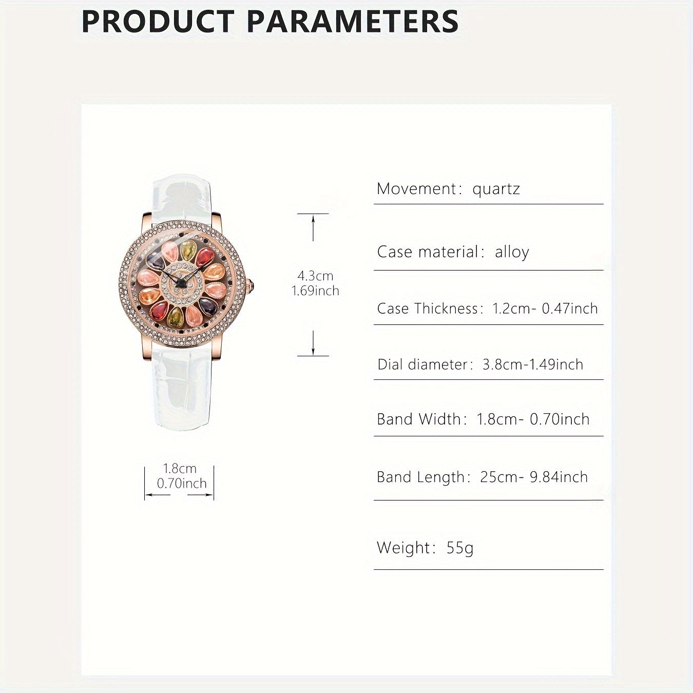 Women's Rhinestone Quartz Watch Rotating Flower Dial - Mojood