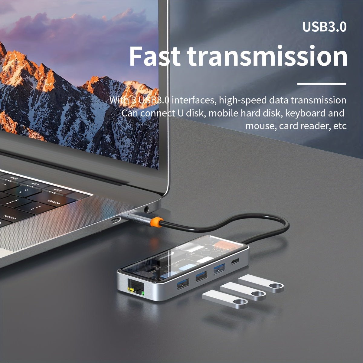 8 - in - 1 USB - C Docking Station with 1 USB - C and 3 USB - A Ports - Mojood