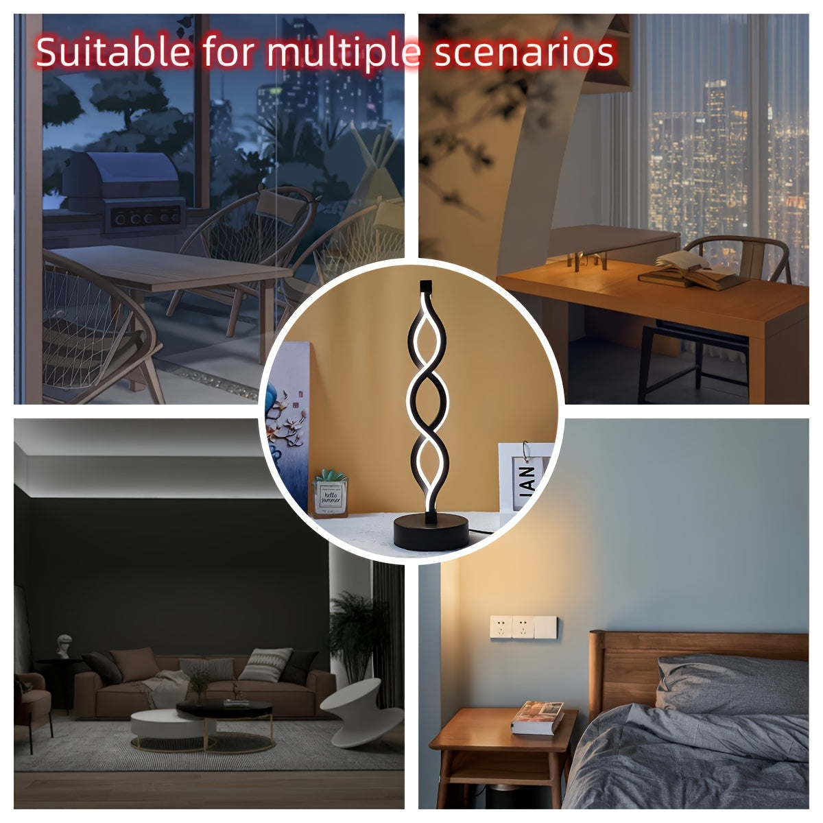 LED Spiral Table Lamp, Charging Capability - Mojood