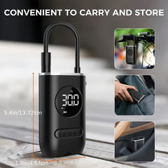 Portable Air Compressor, 150 PSI, Car Air Pump, Electric Tire Inflator
