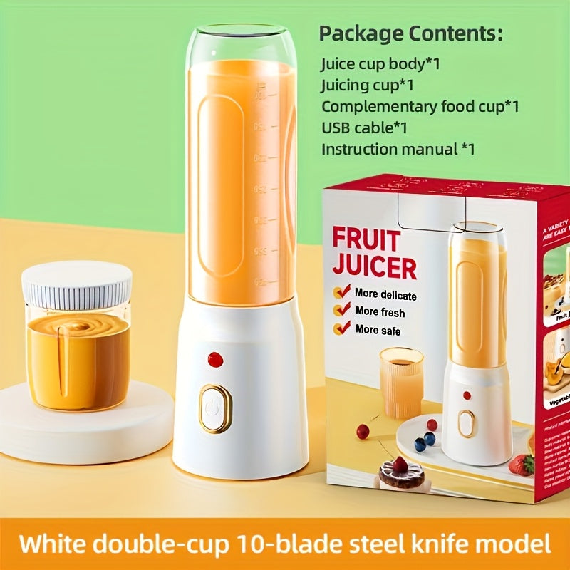 Portable Multifunctional Citrus JuicerDual Bottles, USB Rechargeable