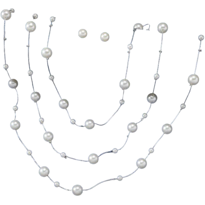Opulent Triple Strand Pearl Necklace - Mojood