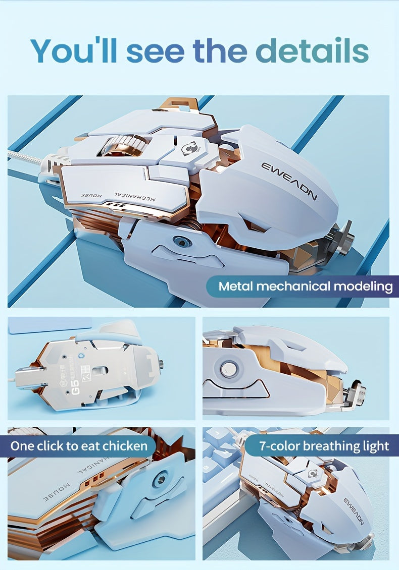 EWEADN G5 USB Wired Gaming Mouse : Silent &audible