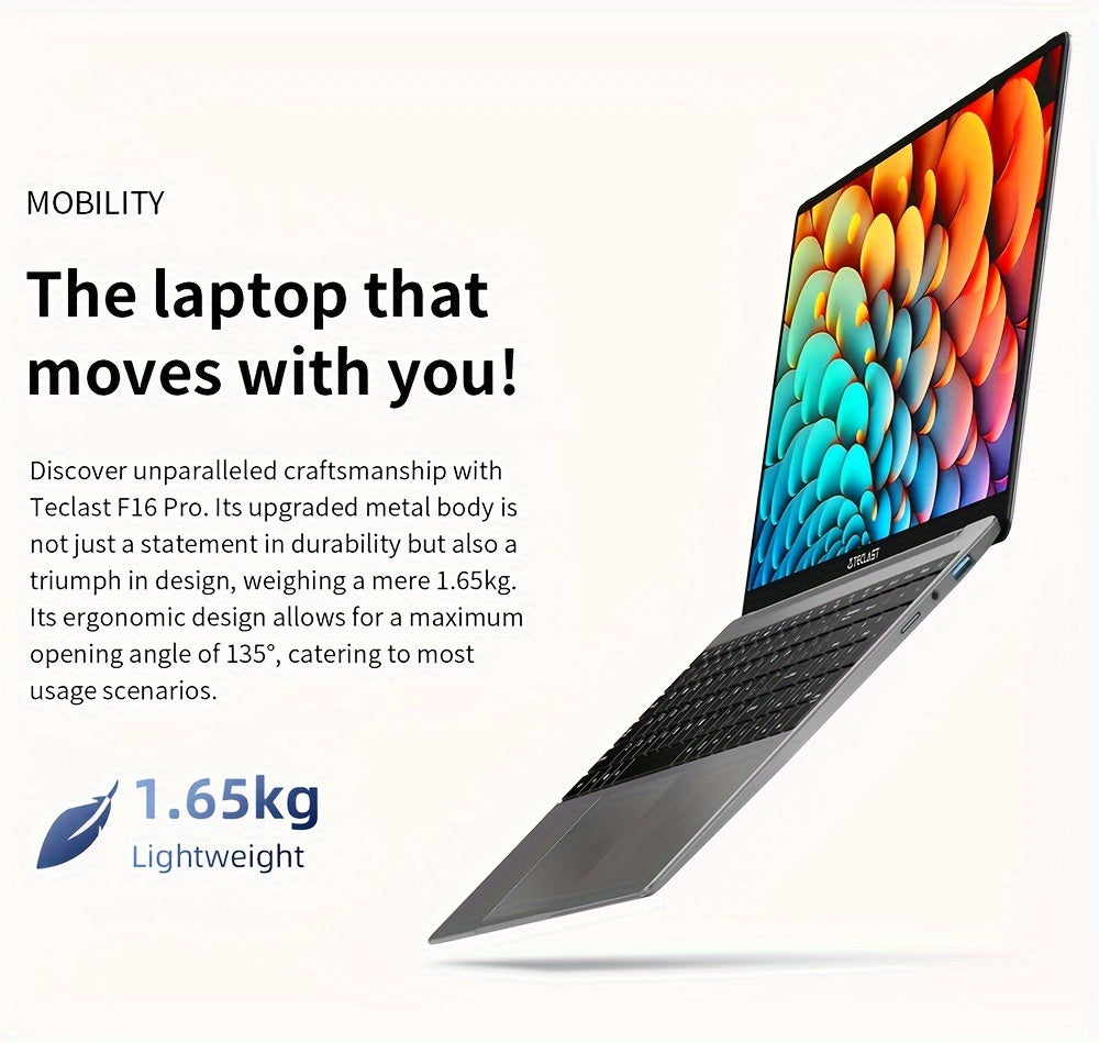 Teclast F16 Pro Laptop 15.6-inch Vast Display, Intel Gen 12th CPU, 12GB LPDDR4 256GB SSD - Mojood