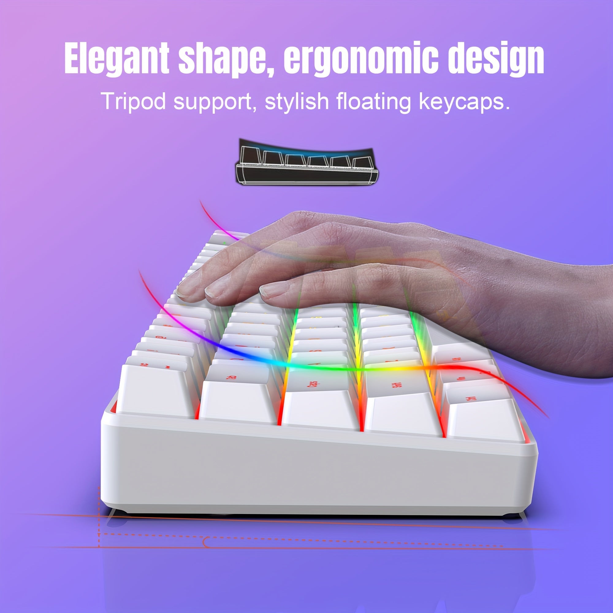 HXSJ-RGB Keyboard & Gaming Mouse, Compact 68-key Mini Wired Keyboard RGB - Mojood
