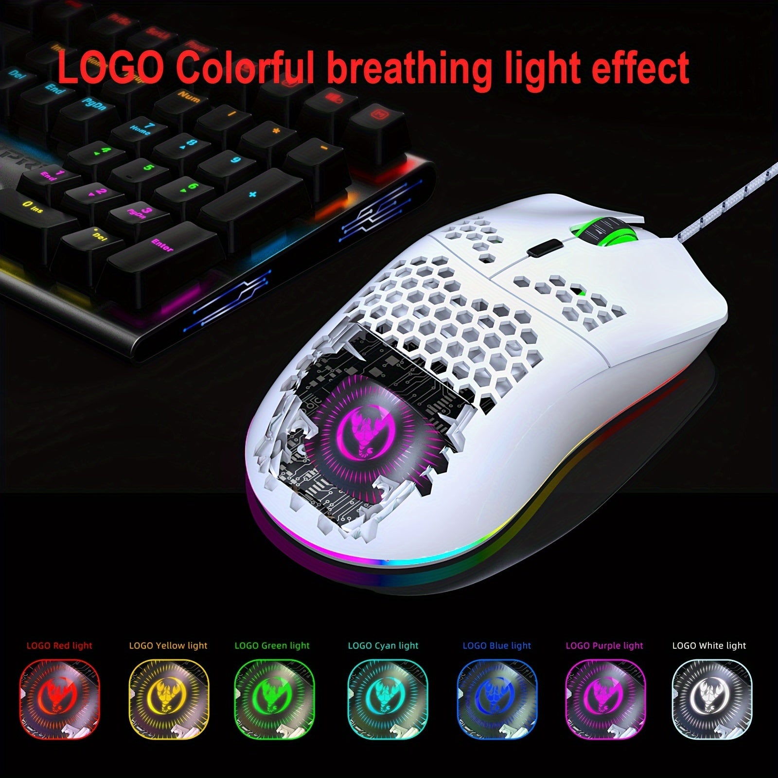 HXSJ-RGB Keyboard & Gaming Mouse, Compact 68-key Mini Wired Keyboard RGB - Mojood