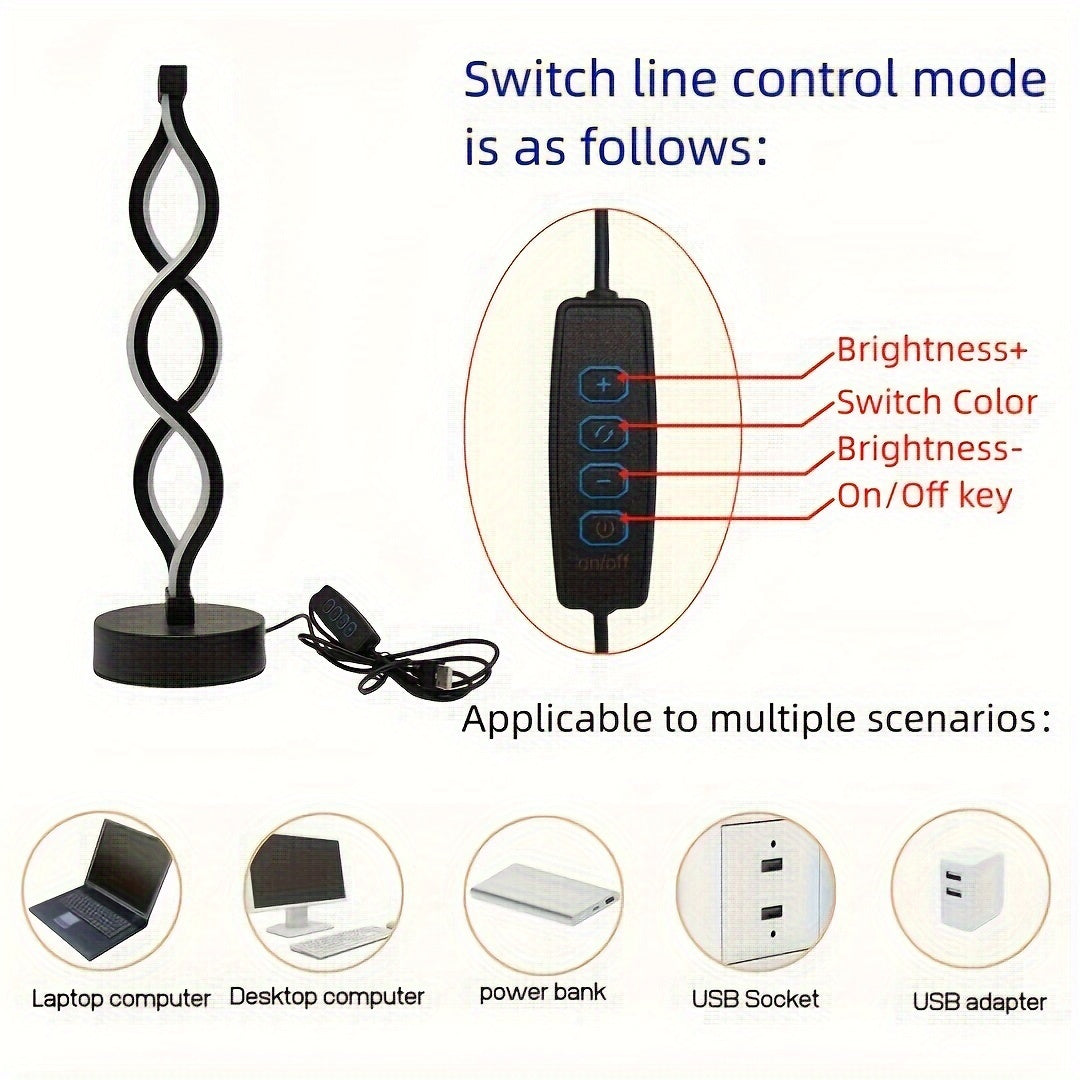 LED Spiral Table Lamp, Charging Capability - Mojood