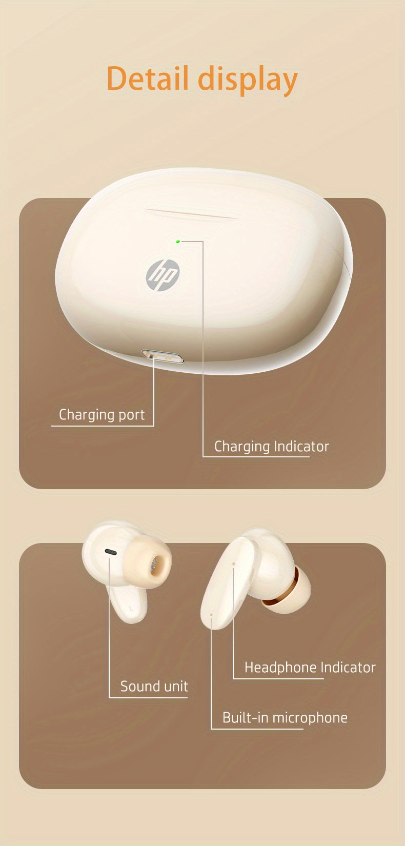 HP Wireless Headphones ENC Noise Cancelling Earbuds - Mojood